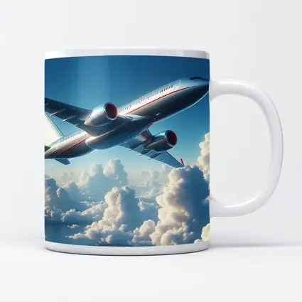 Commercial Airplane Flying Above Fluffy Clouds