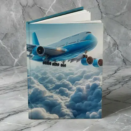 Blue Jumbo Jet Flying Above Clouds