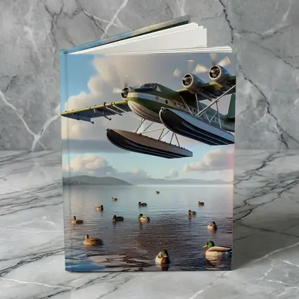 Seaplane Flying Low Over Calm Lake