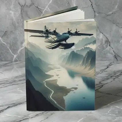 Seaplane Flying Over Mountain River Valley