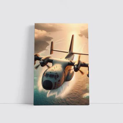 C-130 Hercules Flying Over Coastal Waters