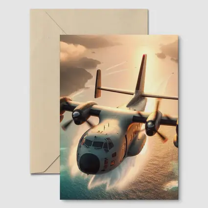 C-130 Hercules Flying Over Coastal Waters