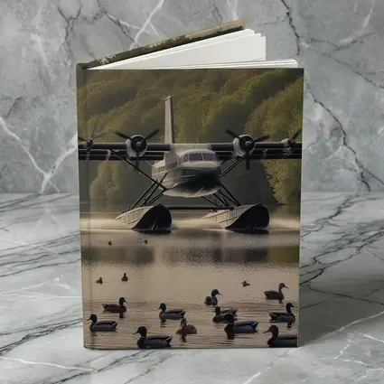 Seaplane Landing On Calm Lake With Ducks