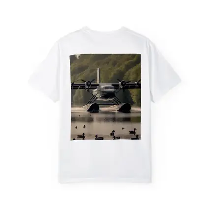 Seaplane Landing On Calm Lake With Ducks