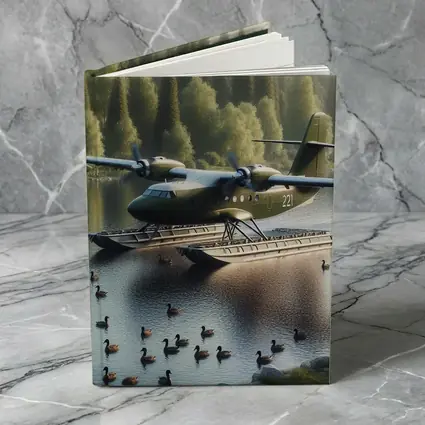 Military Floatplane Landing On Calm Forest Lake