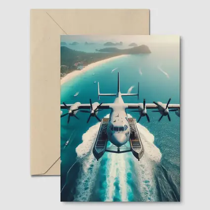 Seaplane Taking Off Over Tropical Ocean