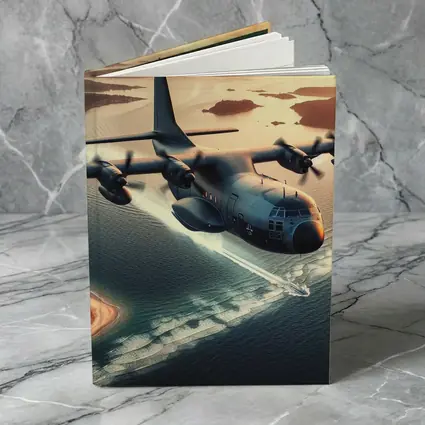 Military Cargo Plane Flying Over Coastal Islands