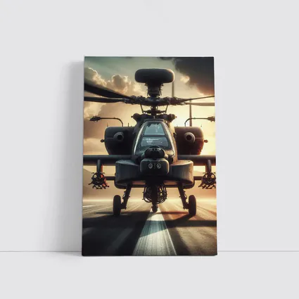 Apache Attack Helicopter Runway Dramatic Sky