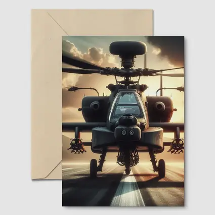 Apache Attack Helicopter Runway Dramatic Sky