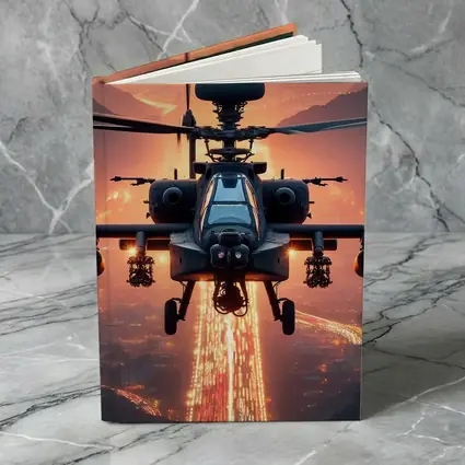 Apache Attack Helicopter Glowing City Sunset