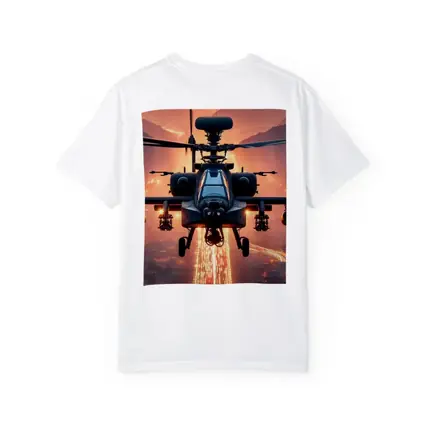 Apache Attack Helicopter Glowing City Sunset