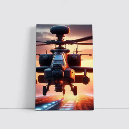 Apache Attack Helicopter Sunset Runway