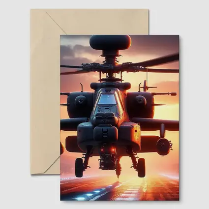 Apache Attack Helicopter Sunset Runway