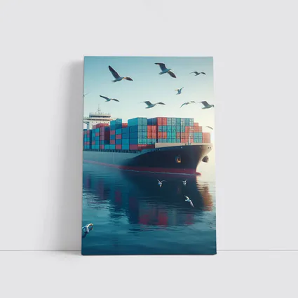 Container Ship Sailing Calm Blue Ocean Waters