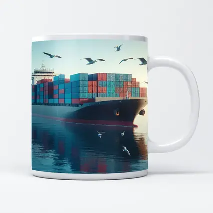 Container Ship Sailing Calm Blue Ocean Waters