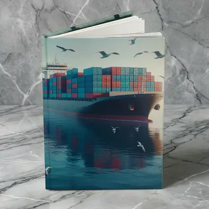Container Ship Sailing Calm Blue Ocean Waters