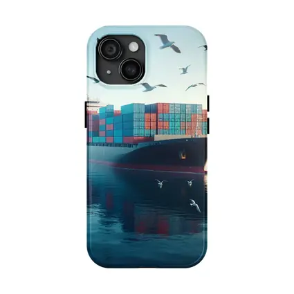 Container Ship Sailing Calm Blue Ocean Waters