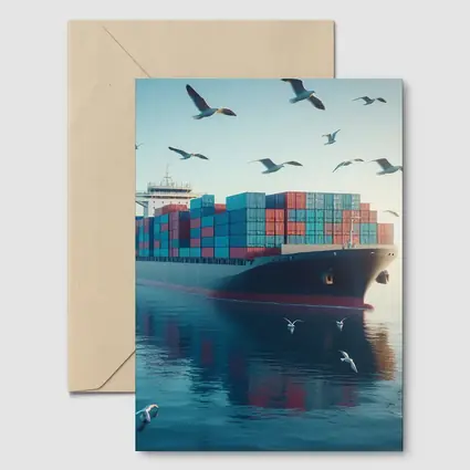 Container Ship Sailing Calm Blue Ocean Waters