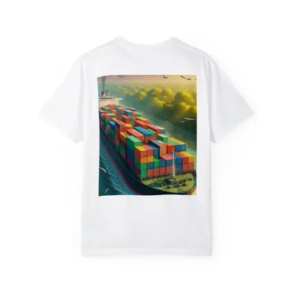 Container Ship Sailing Through Green Canal