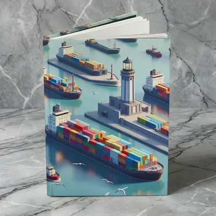 Container Ships Harbor Lighthouse Isometric Art