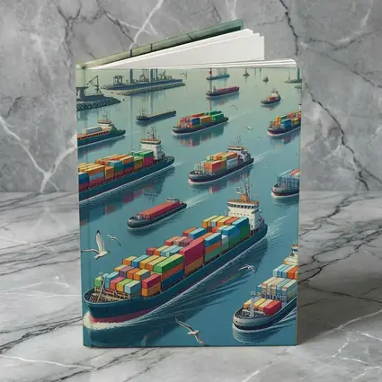 Container Ships Busy Harbor Industrial Port Scene