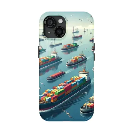 Container Ships Busy Harbor Industrial Port Scene
