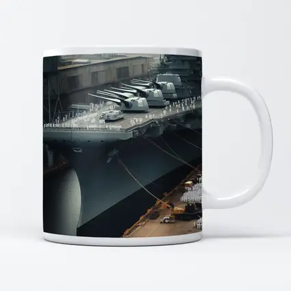 Battleship Docked Naval Base Military Scene