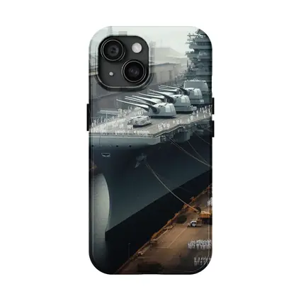 Battleship Docked Naval Base Military Scene