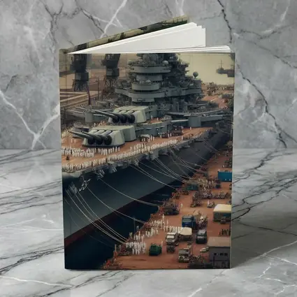 Battleship Docked at Industrial Naval Port