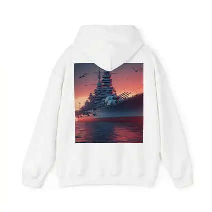 Battleship Warship Red Sunset Ocean Scene