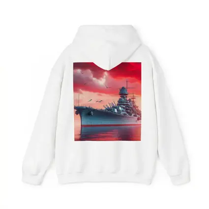 Battleship Warship Red Sky Military Art