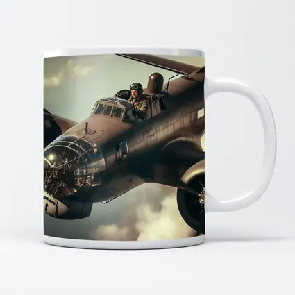 WWII Bomber Pilot Flying Through Dramatic Clouds