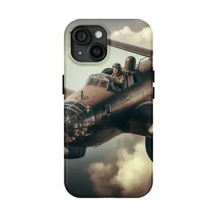 WWII Bomber Pilot Flying Through Dramatic Clouds