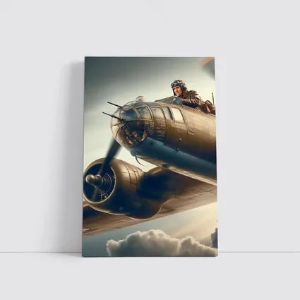 WWII Bomber Pilot Flying Above Clouds