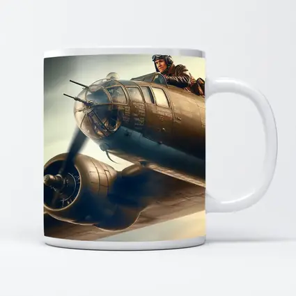 WWII Bomber Pilot Flying Above Clouds