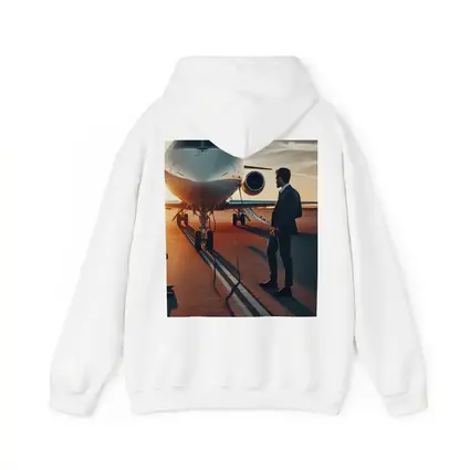 Businessman Standing Before Private Jet Sunset