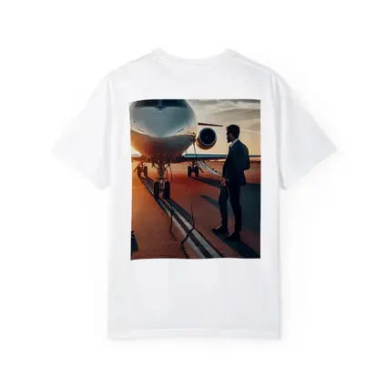 Businessman Standing Before Private Jet Sunset
