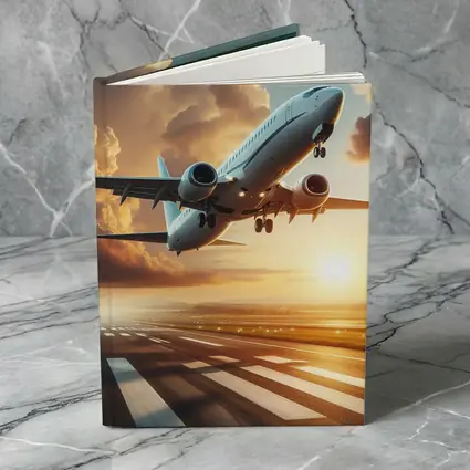 Commercial Airplane Taking Off At Sunset