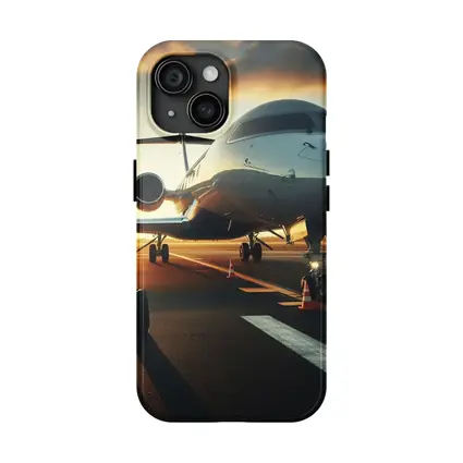Private Jet Tarmac Businessman Sunset Sky