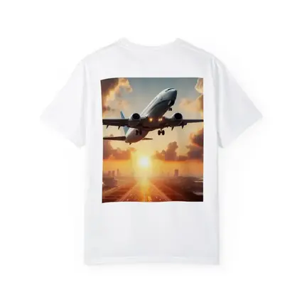Airplane Taking Off At Golden Sunset