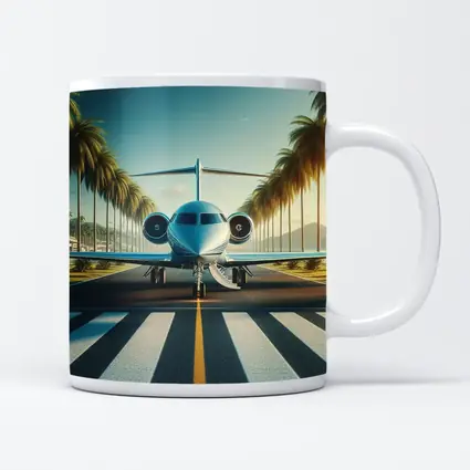 Private Jet Runway Palm Trees Tropical Airport