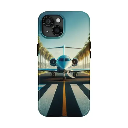 Private Jet Runway Palm Trees Tropical Airport
