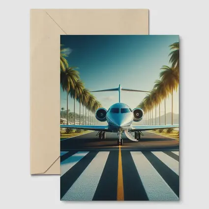 Private Jet Runway Palm Trees Tropical Airport