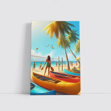 Beach Volleyball Game Tropical Summer Scene