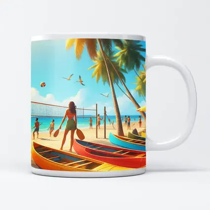 Beach Volleyball Game Tropical Summer Scene