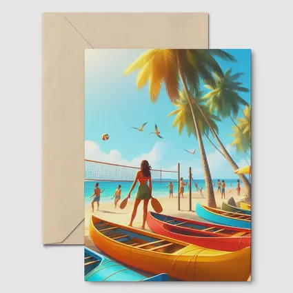 Beach Volleyball Game Tropical Summer Scene