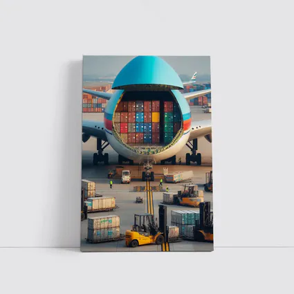 Cargo Plane Loaded With Shipping Containers Airport