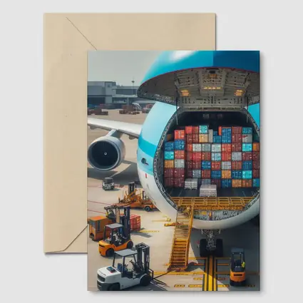 Cargo Plane Loaded With Shipping Containers