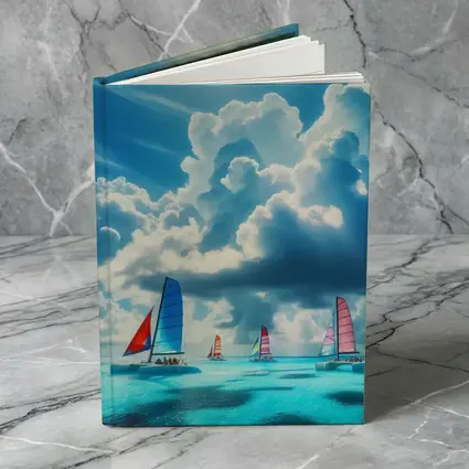 Colorful Sailboats On Turquoise Ocean Blue Sky