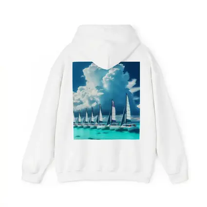 Catamarans Sailing Turquoise Ocean Dramatic Sky